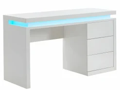 Vente-unique Escritorio Tradicional|Escritorio EMERSON - 3 cajones - MDF lacado - LEDs