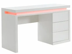 Vente-unique Escritorio Tradicional|Escritorio EMERSON - 3 cajones - MDF lacado - LEDs