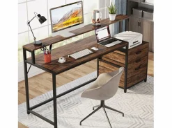 Escritorio ergonómico con cajones y soporte para monitor - 160 x 50 x 90 cm - Escritorio ergonómico con ranura para impresora - para oficina en casa^Tribesigns Online