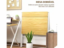 Homcom Escritorio Secreter|Escritorio Errol diseño plegable natural/ 82x86x66 cm