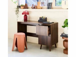 Escritorio escandinavo decoración madera 2 cajones nogal^Sweeek Hot