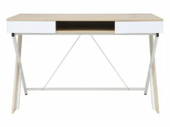 Les Tendances Escritorio escandinavo madera natural y metal blanco Kiva 120 cm Multicolor Outlet