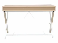 Les Tendances Escritorio escandinavo madera natural y metal blanco Kiva 120 cm Multicolor Outlet