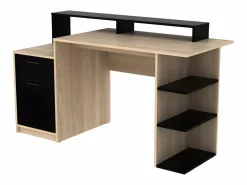 Vente-unique Escritorio Tradicional|Escritorio espacios de almacenaje color roble y negro ZACHARIE III