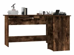 Clicnbuy Escritorio Rinconero|Escritorio esquina madera contrachapada roble humo 120x140x75cm