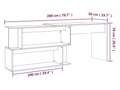 Clicnbuy Escritorio Rinconero|Escritorio esquina madera contrachapada color roble 200x50x76cm