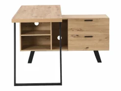 Vente-unique Escritorio esquinero con almacenamiento en MDF color natural y negro - NAYARO Negro / Color natural claro Discount