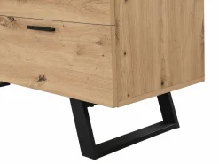 Vente-unique Escritorio esquinero con almacenamiento en MDF color natural y negro - NAYARO Negro / Color natural claro Discount