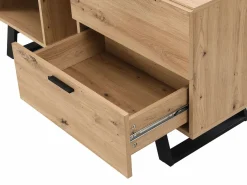 Vente-unique Escritorio esquinero con almacenamiento en MDF color natural y negro - NAYARO Negro / Color natural claro Discount