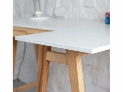 Escritorio Rinconero|Escritorio esquinero con cajón 115x85cm Luka Marrón | Patas de fresno | Lado derecho