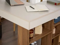 Vente-unique Escritorio esquinero con almacenamiento color beige y natural oscuro - LILEUL Color natural oscuro / Beige New