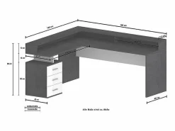 Escritorio esquinero de oficina con 3 cajones estante New Selina A-S Plus - brillante^Web furniture New