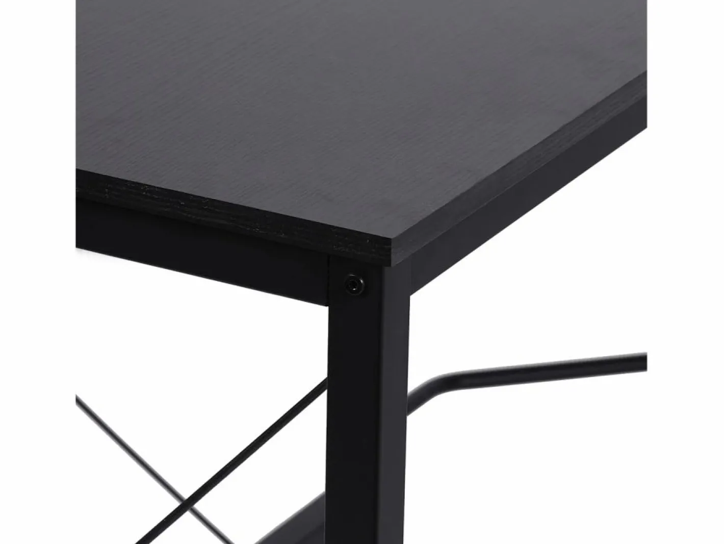 Escritorio esquinero en forma de L, con estante, de metal y MDF, color (150x150x76,5 cm) Negro Outlet