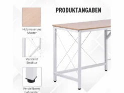 Mesa Gaming|Escritorio esquinero en forma de L, MDF, color natural (150x150x76 cm)
