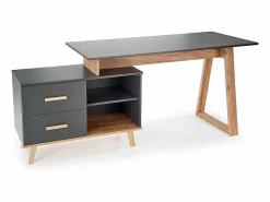 MSO Escritorio esquinero Vitim XL 2 cajones antracita y madera Gris Online