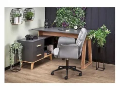 MSO Escritorio esquinero Vitim XL 2 cajones antracita y madera Gris Online