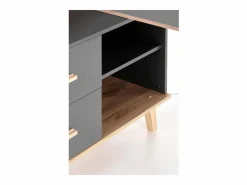 MSO Escritorio esquinero Vitim XL 2 cajones antracita y madera Gris Online