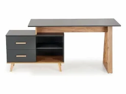MSO Escritorio esquinero Vitim XL 2 cajones antracita y madera Gris Online