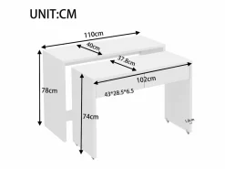 Escritorio extensible 110×40×78 cm - combinación flexible - con ruedas - certificado FSC -^ModernLuxe Sale