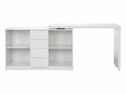 Vente-unique Escritorio extensible con tablero giratorio 360° en MDF lacado en - PAVELO Blanco Sale