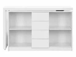 Vente-unique Escritorio extensible con tablero giratorio 360° en MDF lacado en - PAVELO Blanco Sale