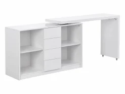 Vente-unique Escritorio extensible con tablero giratorio 360° en MDF lacado en - PAVELO Blanco Sale