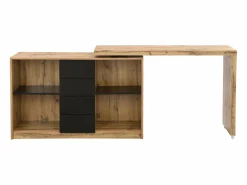 Escritorio extensible con tablero giratorio 360° en MDF natural y negro - PAVELO^Vente-unique Discount