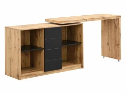 Escritorio extensible con tablero giratorio 360° en MDF natural y negro - PAVELO^Vente-unique Discount