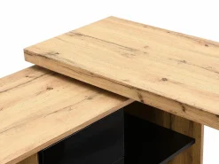 Escritorio extensible con tablero giratorio 360° en MDF natural y negro - PAVELO^Vente-unique Discount