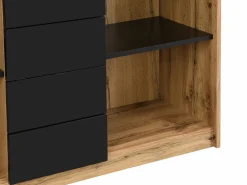 Escritorio extensible con tablero giratorio 360° en MDF natural y negro - PAVELO^Vente-unique Discount
