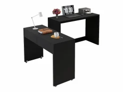 ModernLuxe Escritorio Rinconero|Escritorio extensible 110x40x78 cm - Escritorio + cómoda de cajones - Ruedas - Tablero robusto - Paneles de partículas -