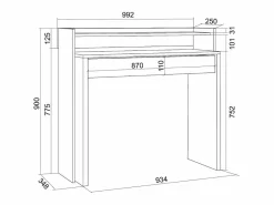 Skraut Home Consola Escritorio|Escritorio Extensible, 99x90x35cm, retractil, Oficina o Estudio, veteado