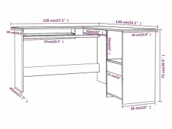 vidaxl Escritorio Rinconero|Escritorio forma de L madera contrachapada 120x140x75 cm