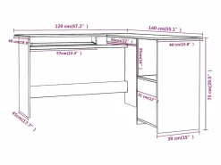 Clicnbuy Escritorio forma de L madera contrachapada 120x140x75 cm Blanco Online