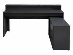 Escritorio gaming de esquina - Con LED - 3 cajones y 2 estantes - MDF - Gris - NEHA^Vente-unique Clearance