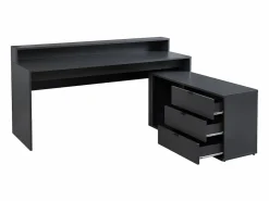 Escritorio gaming de esquina - Con LED - 3 cajones y 2 estantes - MDF - Gris - NEHA^Vente-unique Clearance