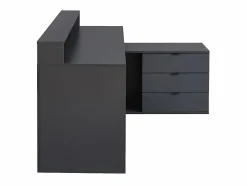 Escritorio gaming de esquina - Con LED - 3 cajones y 2 estantes - MDF - Gris - NEHA^Vente-unique Clearance