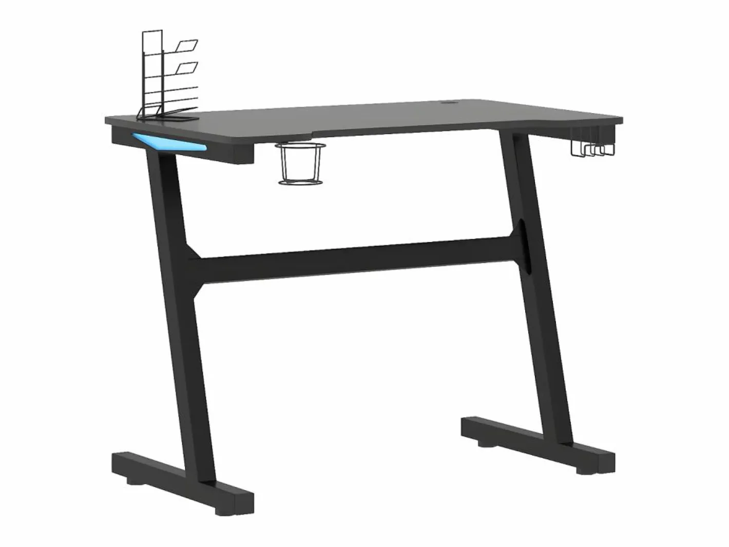 Clicnbuy Mesa Gaming|Escritorio gaming LED con patas en forma Z 90x60x75 cm