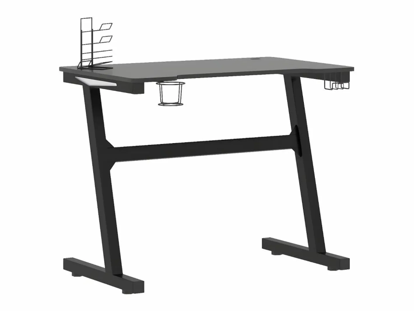 Clicnbuy Mesa Gaming|Escritorio gaming LED con patas en forma Z 90x60x75 cm