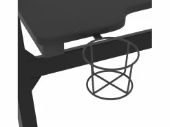 Clicnbuy Mesa Gaming|Escritorio gaming LED con patas en forma Z 90x60x75 cm