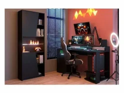 Mesa Gaming|Escritorio Gaming LED con Amplia Zona de Juego - L 152 x A 61,5 x H 86,7 cm