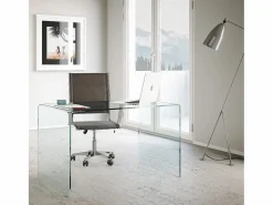 ITAMOBY Escritorio Secreter|Escritorio Glassy de cristal curvado 100x60x75 cm