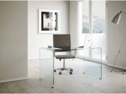 ITAMOBY Escritorio Secreter|Escritorio Glassy de cristal curvado 100x60x75 cm