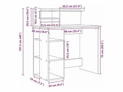 vidaxl Escritorio Sonoma 90 x 48 x 101,5 cm Madera de ingeniería Gris