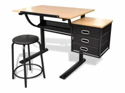 Escritorio inclinable con tablero de dibujo y taburete mesa de dibujo^vidaxl New