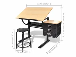 Escritorio inclinable con tablero de dibujo y taburete mesa de dibujo^vidaxl New