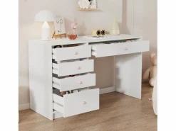 Merax Escritorio Tradicional|Escritorio infantil sencillo - 120 x 45 x 74 cm - con 5 cajones - MDF -