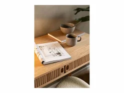 ebuy24 Escritorio Langley 2 puertas correderas decoración roble. Marru00f3n Hot