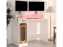 Clicnbuy Mesa Gaming|Escritorio LED madera contrachapada brillo 97x45x90 cm