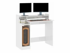 Clicnbuy Mesa Gaming|Escritorio LED madera contrachapada brillo 97x45x90 cm